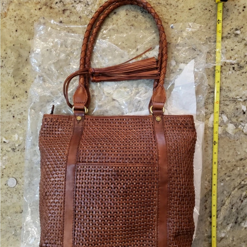 NWTS! Patricia Nash Rena Leather Woven Tassel Tote Bag - Picture 10 of 12